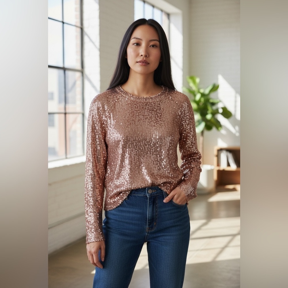 Sparkly Sequin Long Sleeve Top – Perfect for Holidays & Parties